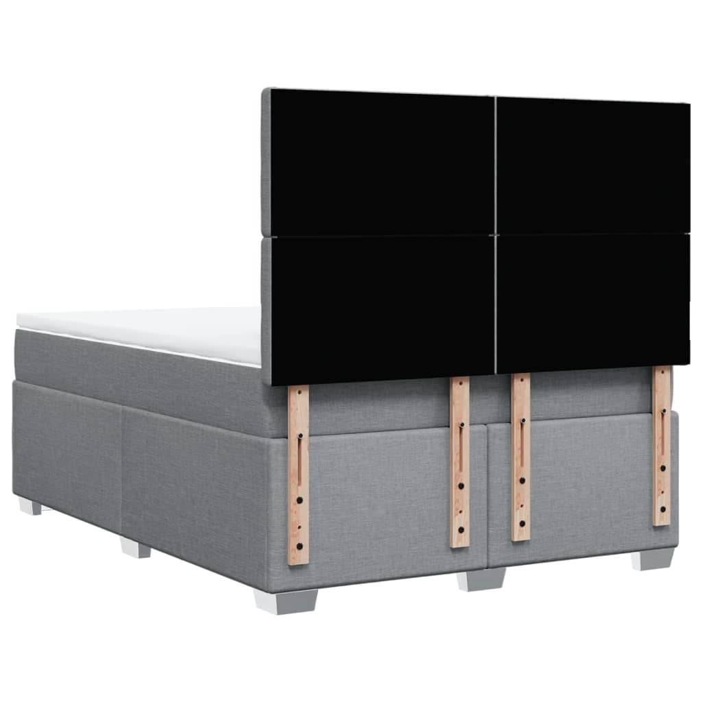 vidaXL Κρεβάτι Boxspring με Στρώμα Ανοιχτό Γκρι 140x190 εκ. Υφασμάτινο