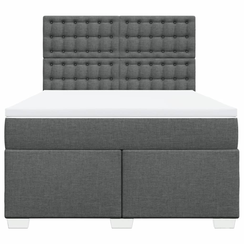 vidaXL Κρεβάτι Boxspring με Στρώμα Σκούρο Γκρι 140x190 εκ. Υφασμάτινο