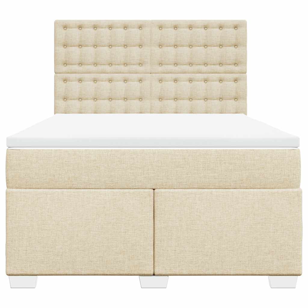 vidaXL Κρεβάτι Boxspring με Στρώμα Κρεμ 140x190 εκ. Υφασμάτινο