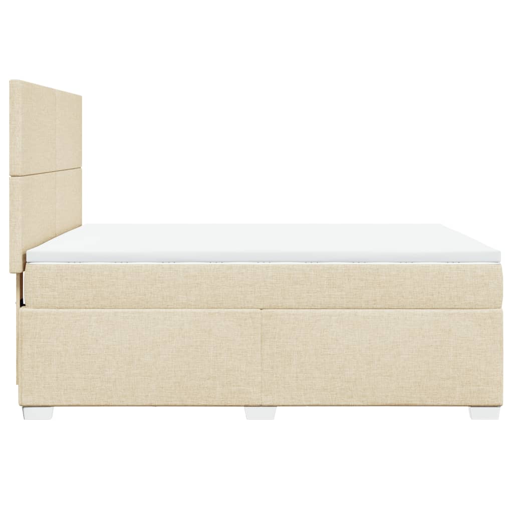 vidaXL Κρεβάτι Boxspring με Στρώμα Κρεμ 140x200 εκ. Υφασμάτινο