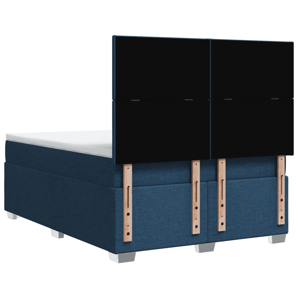 vidaXL Κρεβάτι Boxspring με Στρώμα Μπλε 140x200 εκ. Υφασμάτινο