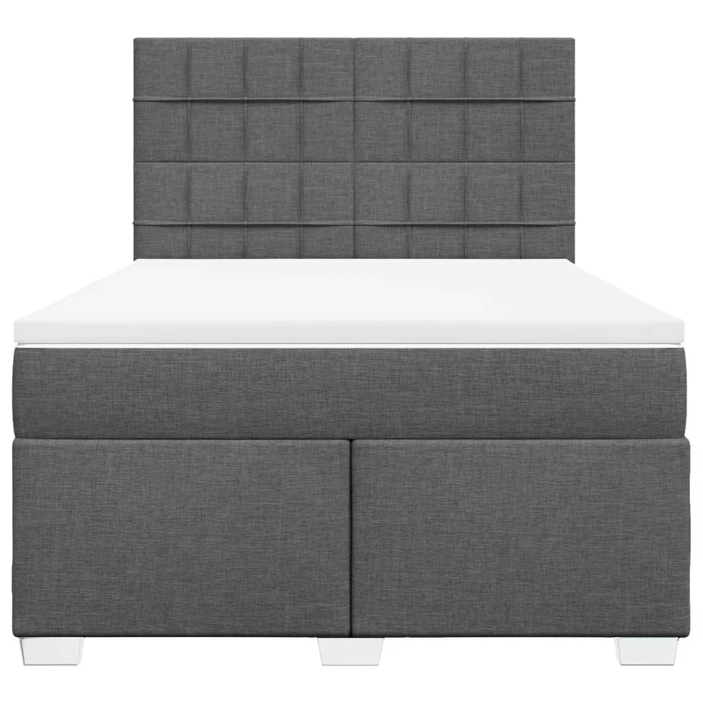 vidaXL Κρεβάτι Boxspring με Στρώμα Σκούρο Γκρι 140x200 εκ Υφασμάτινο