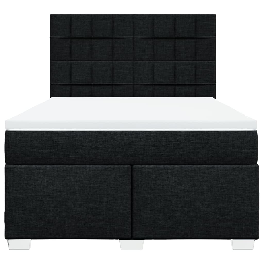 vidaXL Κρεβάτι Boxspring με Στρώμα Μαύρο 140x200 εκ. Υφασμάτινο