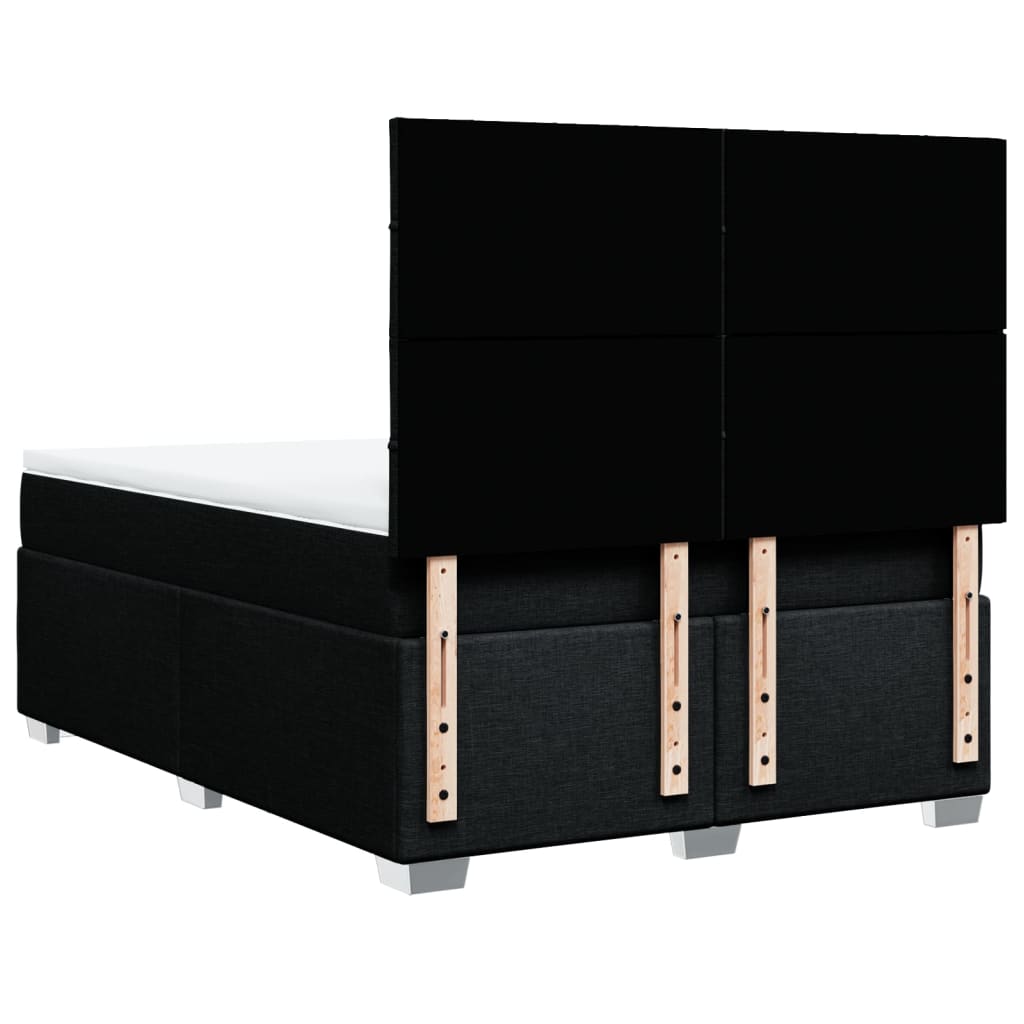 vidaXL Κρεβάτι Boxspring με Στρώμα Μαύρο 140x200 εκ. Υφασμάτινο