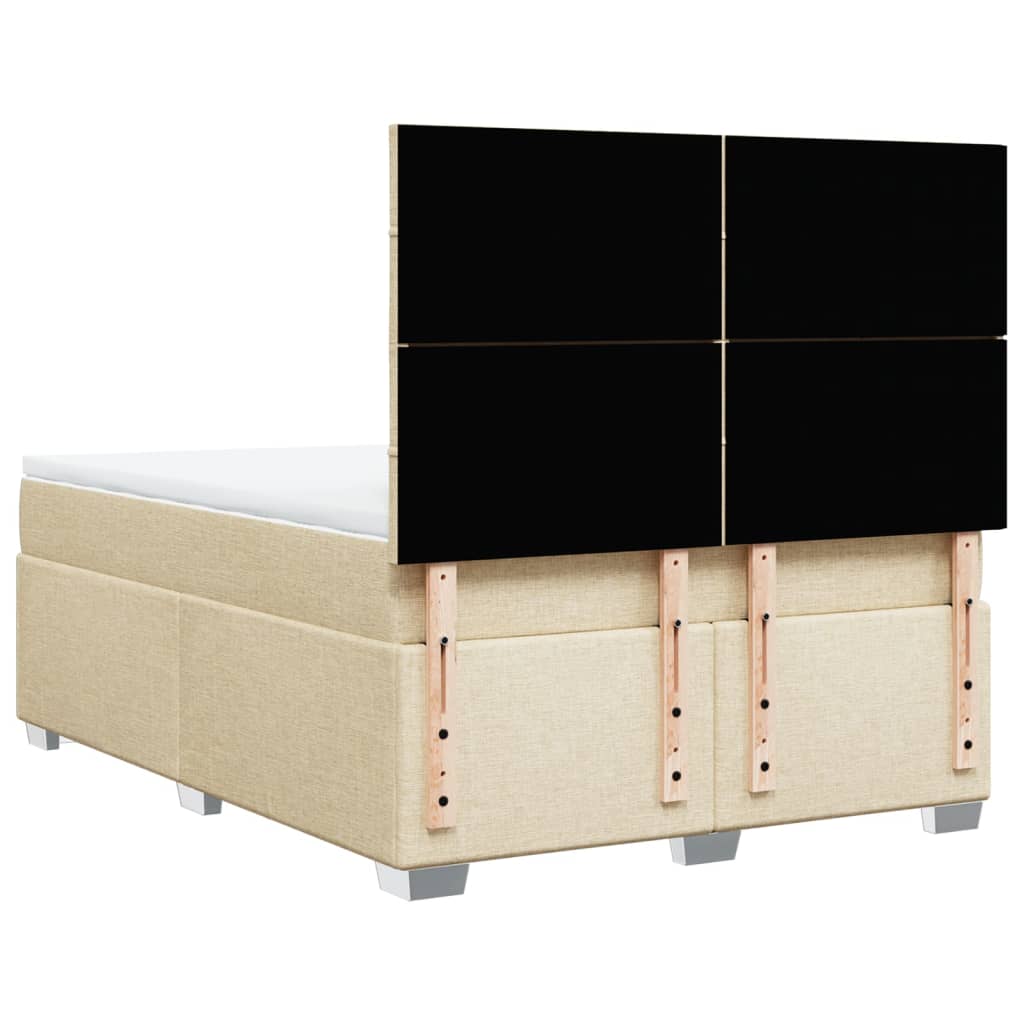 vidaXL Κρεβάτι Boxspring με Στρώμα Κρεμ 140x200 εκ. Υφασμάτινο