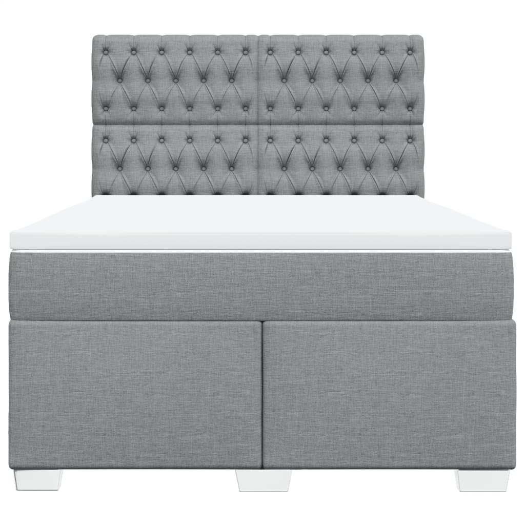 vidaXL Κρεβάτι Boxspring με Στρώμα Ανοιχτό Γκρι 140x200 εκ. Υφασμάτινο