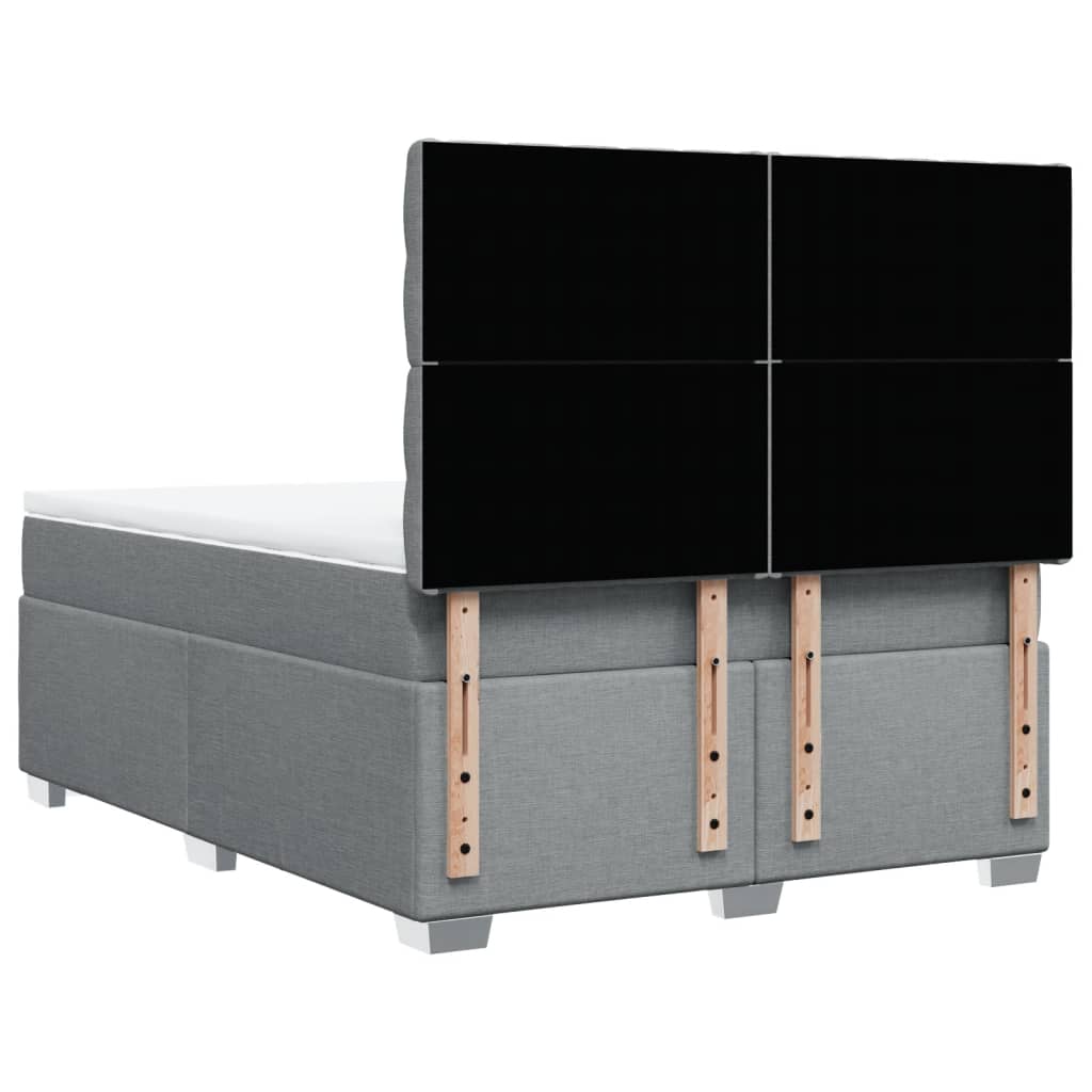 vidaXL Κρεβάτι Boxspring με Στρώμα Ανοιχτό Γκρι 140x200 εκ. Υφασμάτινο