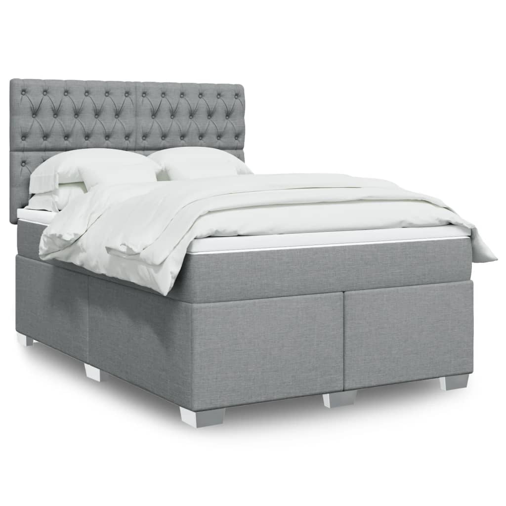 vidaXL Κρεβάτι Boxspring με Στρώμα Ανοιχτό Γκρι 140x200 εκ. Υφασμάτινο