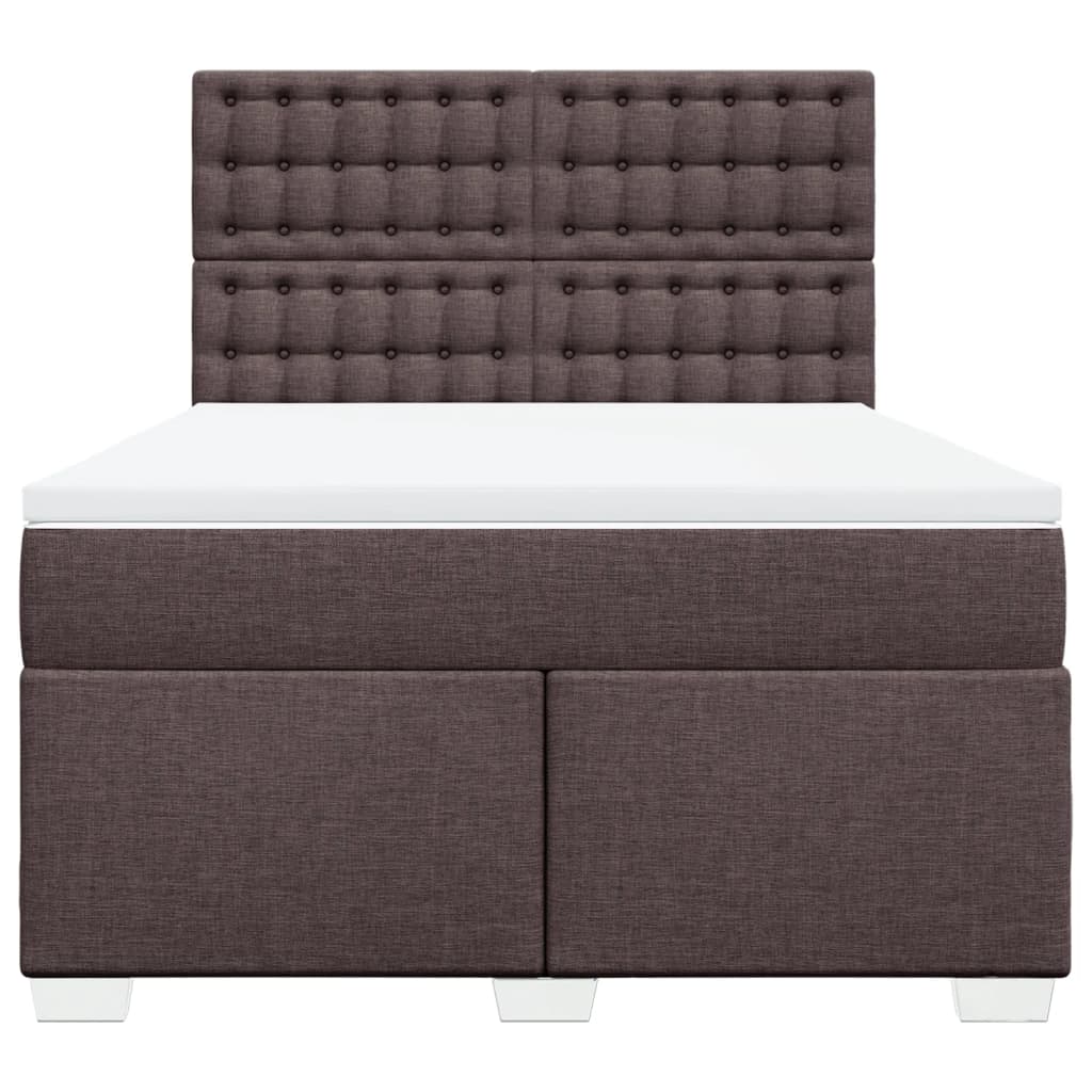 vidaXL Κρεβάτι Boxspring με Στρώμα Σκούρο Καφέ 140x200 εκ Υφασμάτινο