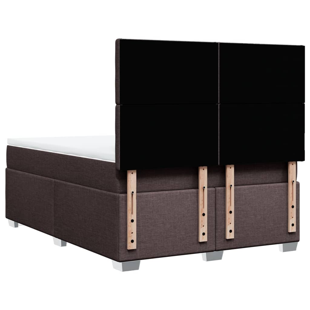 vidaXL Κρεβάτι Boxspring με Στρώμα Σκούρο Καφέ 140x200 εκ Υφασμάτινο