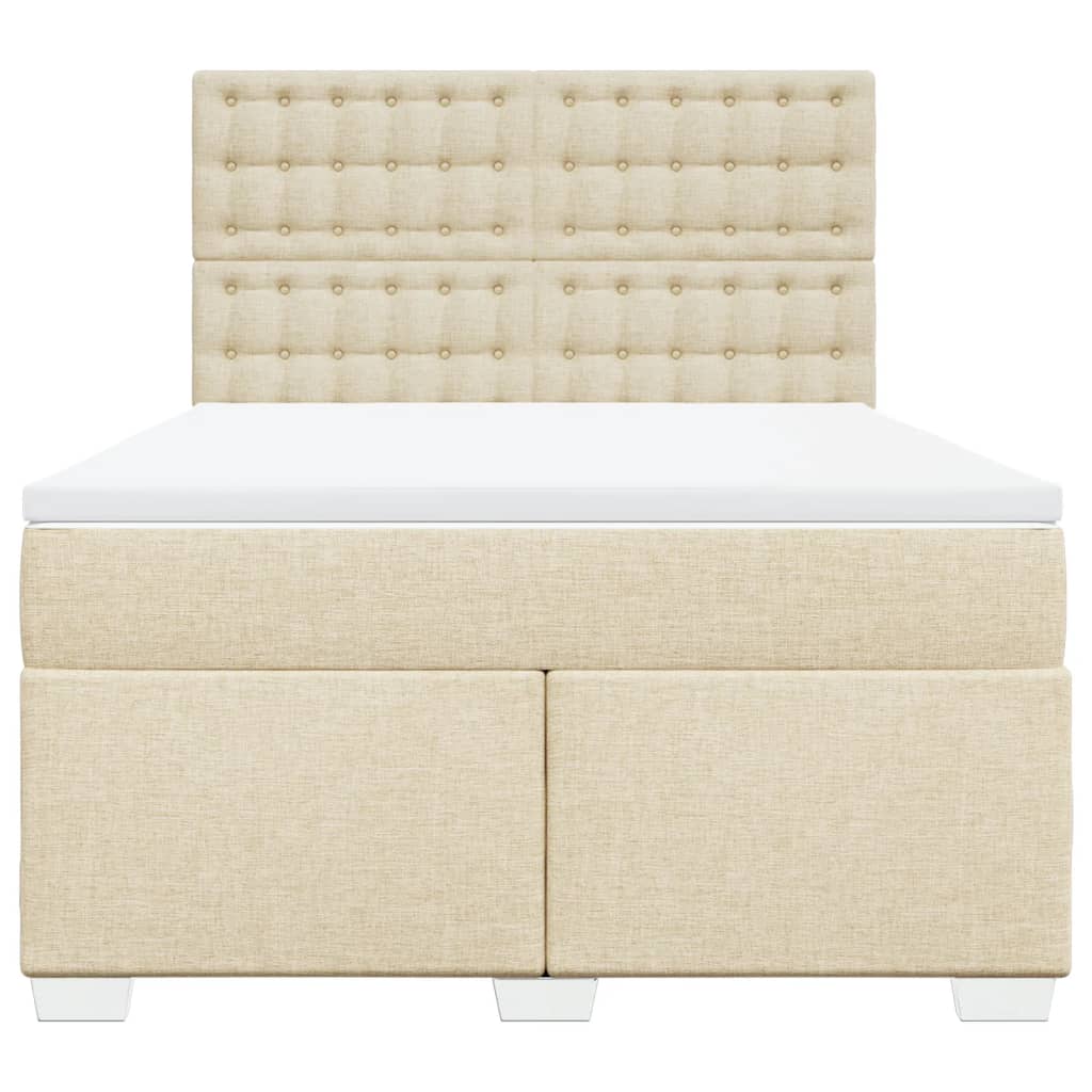 vidaXL Κρεβάτι Boxspring με Στρώμα Κρεμ 140x200 εκ. Υφασμάτινο