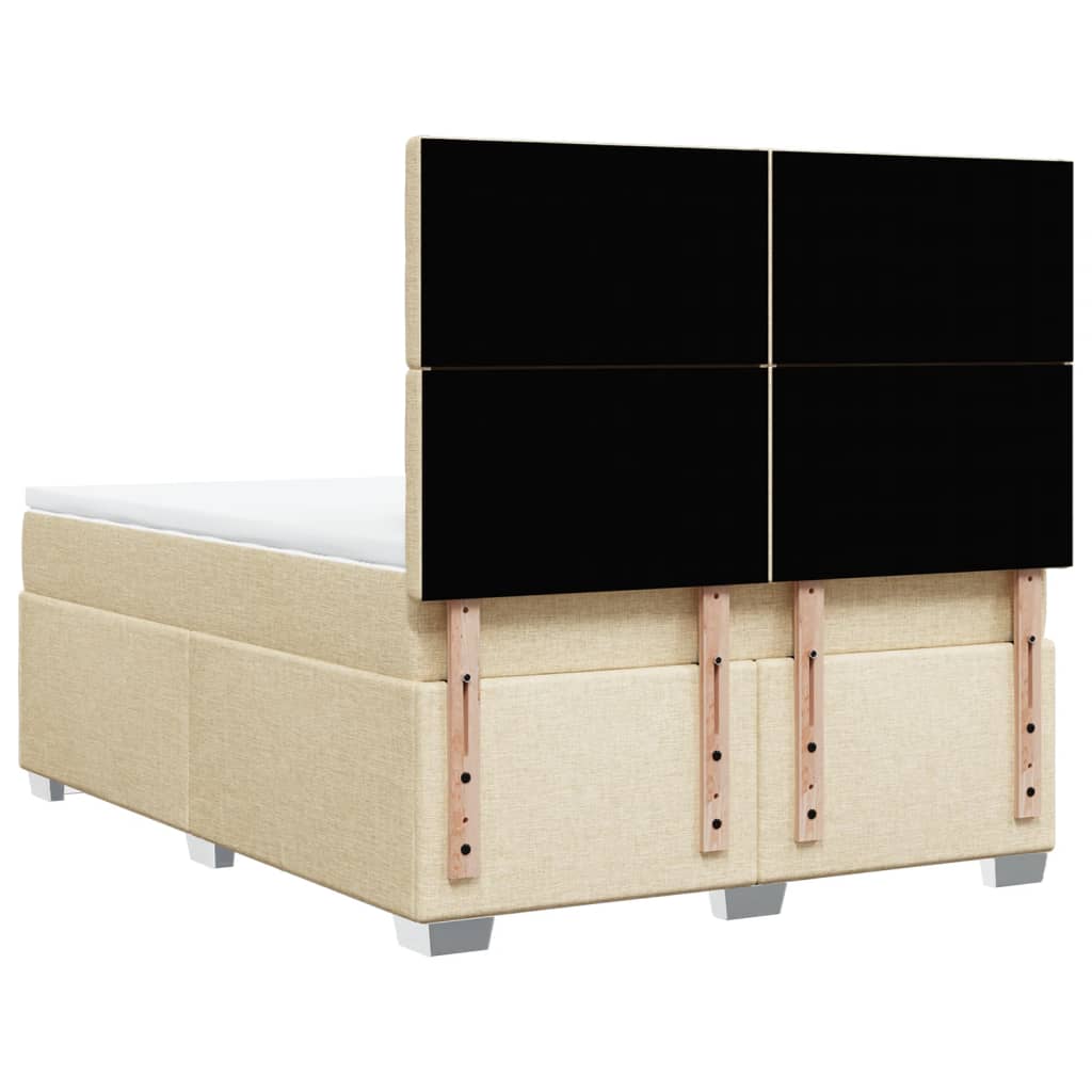 vidaXL Κρεβάτι Boxspring με Στρώμα Κρεμ 140x200 εκ. Υφασμάτινο