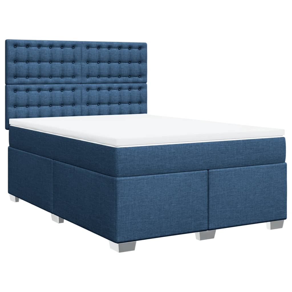 vidaXL Κρεβάτι Boxspring με Στρώμα Μπλε 140x200 εκ. Υφασμάτινο