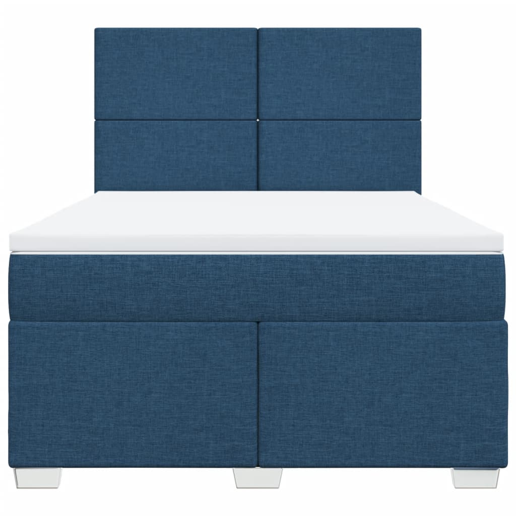 vidaXL Κρεβάτι Boxspring με Στρώμα Μπλε 160x200 εκ. Υφασμάτινο