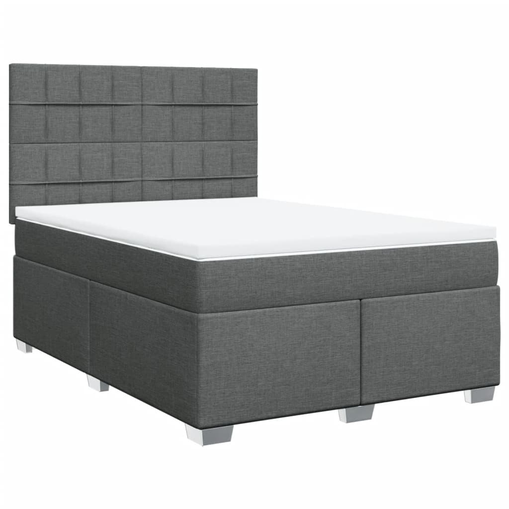 vidaXL Κρεβάτι Boxspring με Στρώμα Σκούρο Γκρι 160x200 εκ Υφασμάτινο