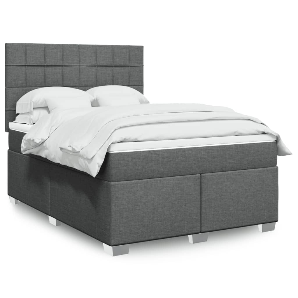 vidaXL Κρεβάτι Boxspring με Στρώμα Σκούρο Γκρι 160x200 εκ Υφασμάτινο