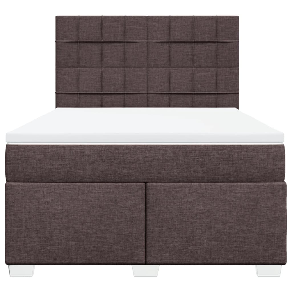 vidaXL Κρεβάτι Boxspring με Στρώμα Σκούρο Καφέ 160x200 εκ Υφασμάτινο