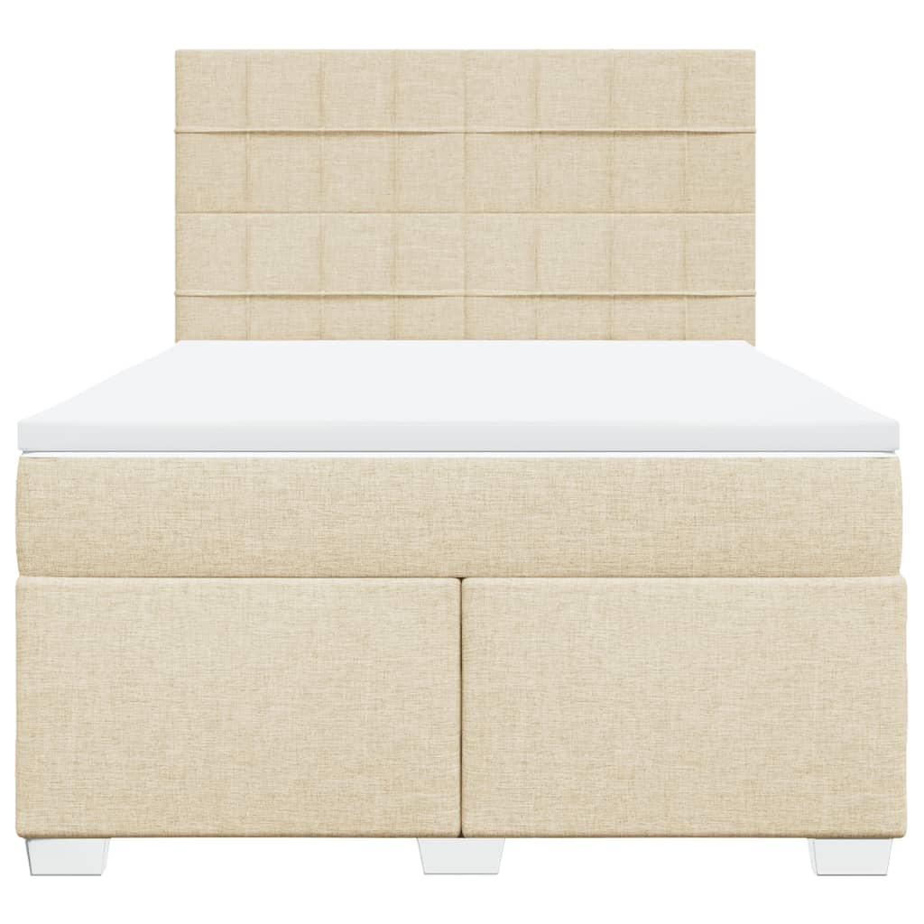vidaXL Κρεβάτι Boxspring με Στρώμα Κρεμ 160x200 εκ. Υφασμάτινο
