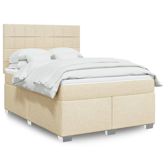 vidaXL Κρεβάτι Boxspring με Στρώμα Κρεμ 160x200 εκ. Υφασμάτινο