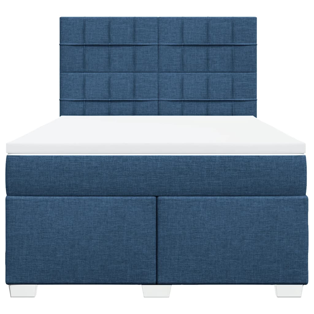vidaXL Κρεβάτι Boxspring με Στρώμα Μπλε 160x200 εκ. Υφασμάτινο