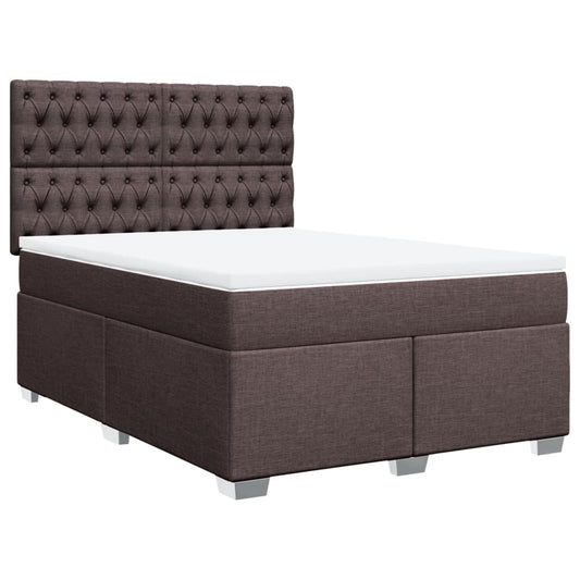 vidaXL Κρεβάτι Boxspring με Στρώμα Σκούρο Καφέ 160x200 εκ Υφασμάτινο