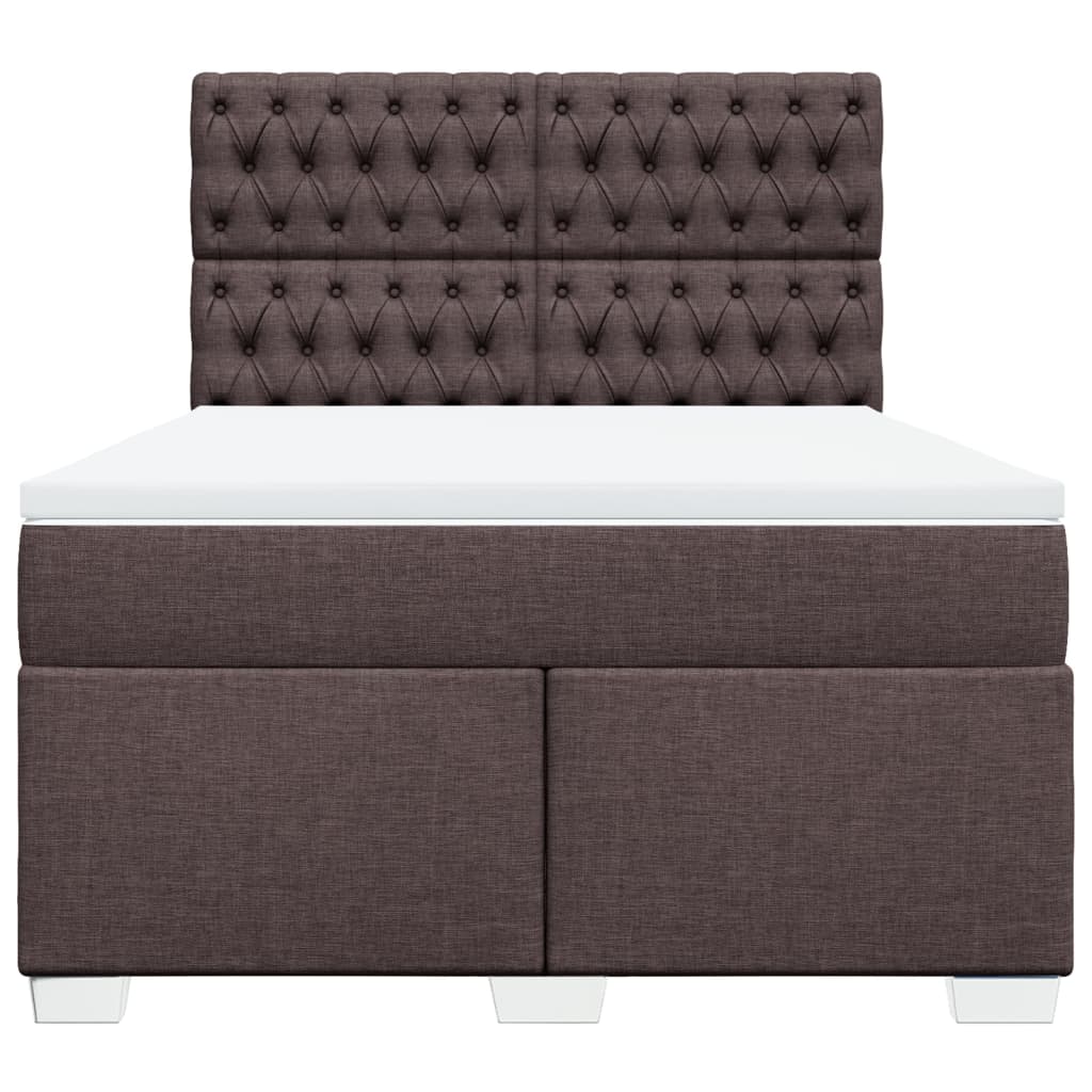 vidaXL Κρεβάτι Boxspring με Στρώμα Σκούρο Καφέ 160x200 εκ Υφασμάτινο