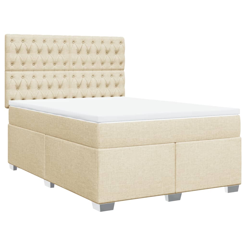 vidaXL Κρεβάτι Boxspring με Στρώμα Κρεμ 160x200 εκ. Υφασμάτινο