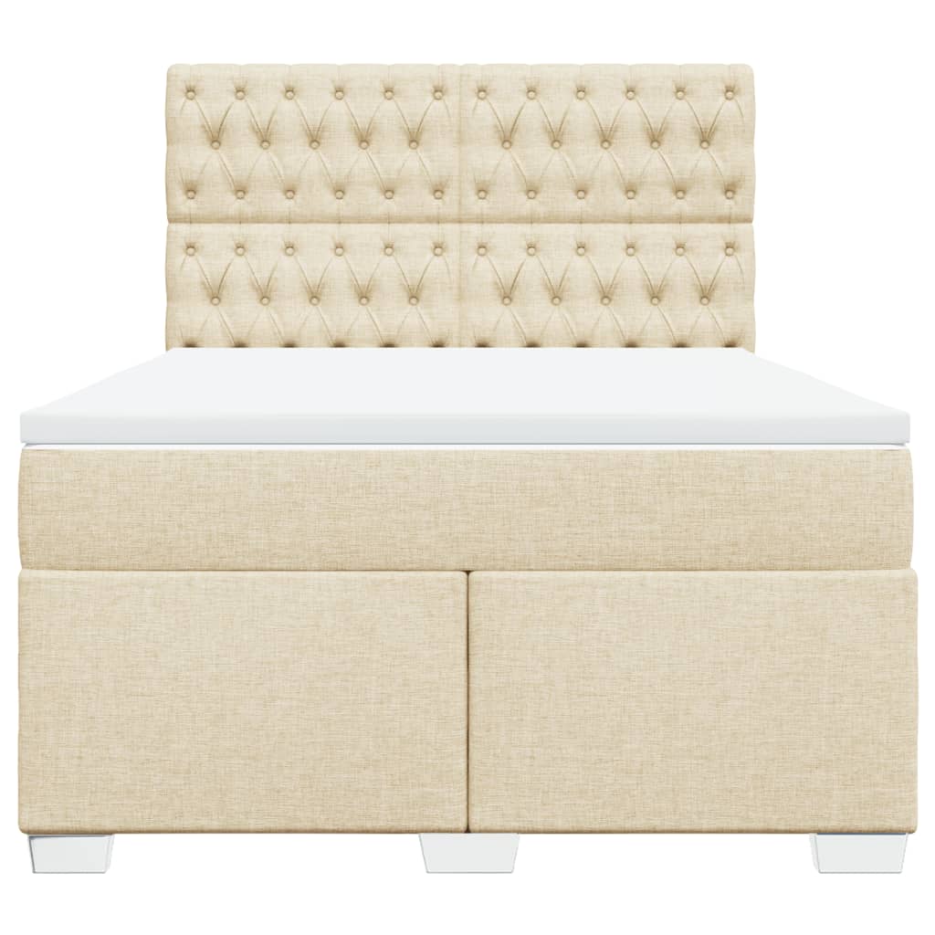 vidaXL Κρεβάτι Boxspring με Στρώμα Κρεμ 160x200 εκ. Υφασμάτινο