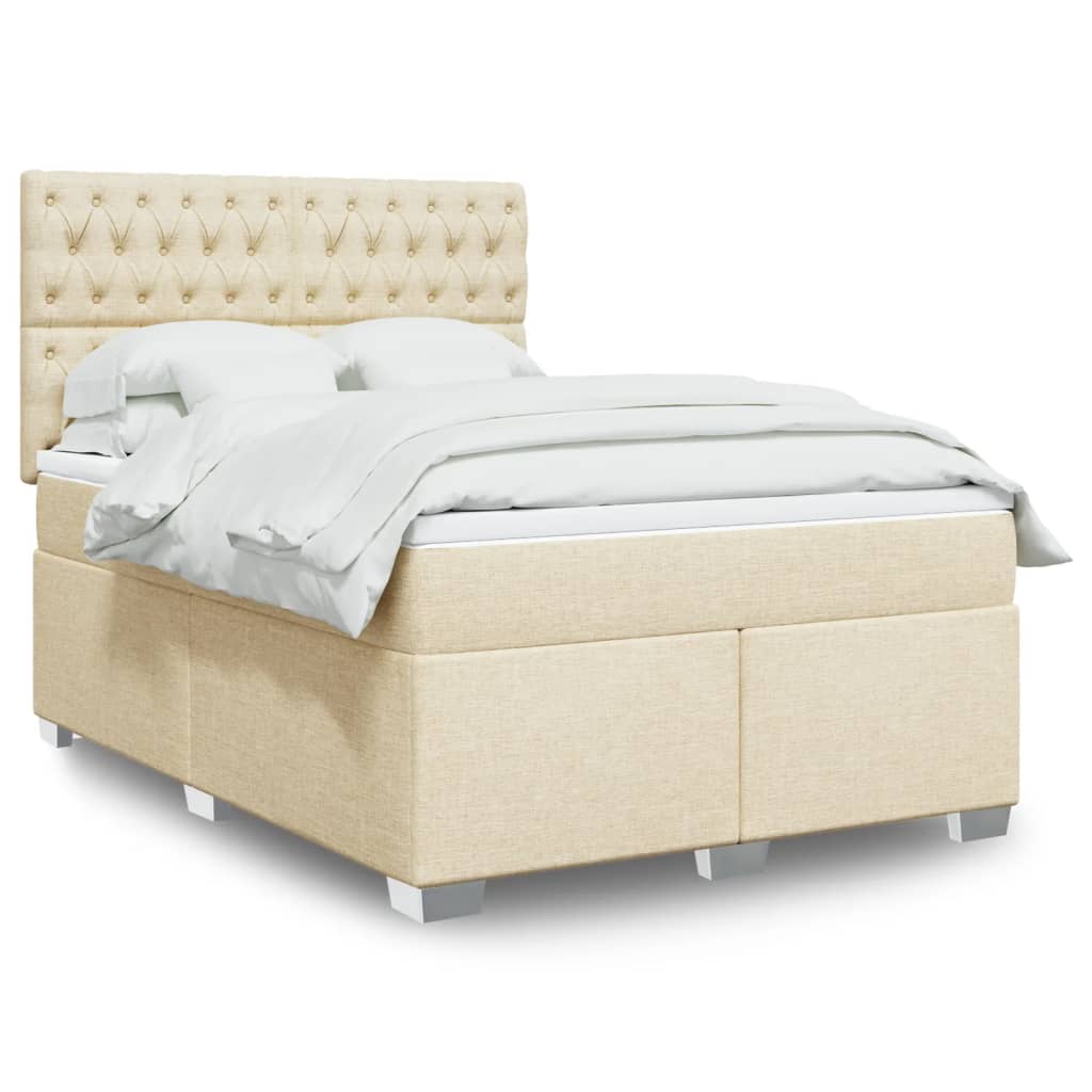 vidaXL Κρεβάτι Boxspring με Στρώμα Κρεμ 160x200 εκ. Υφασμάτινο