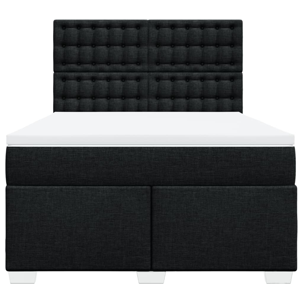 vidaXL Κρεβάτι Boxspring με Στρώμα Μαύρο 160x200 εκ. Υφασμάτινο