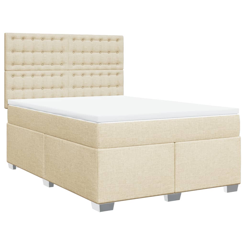 vidaXL Κρεβάτι Boxspring με Στρώμα Κρεμ 160x200 εκ. Υφασμάτινο