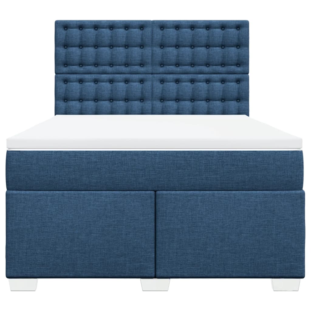 vidaXL Κρεβάτι Boxspring με Στρώμα Μπλε 160x200 εκ. Υφασμάτινο