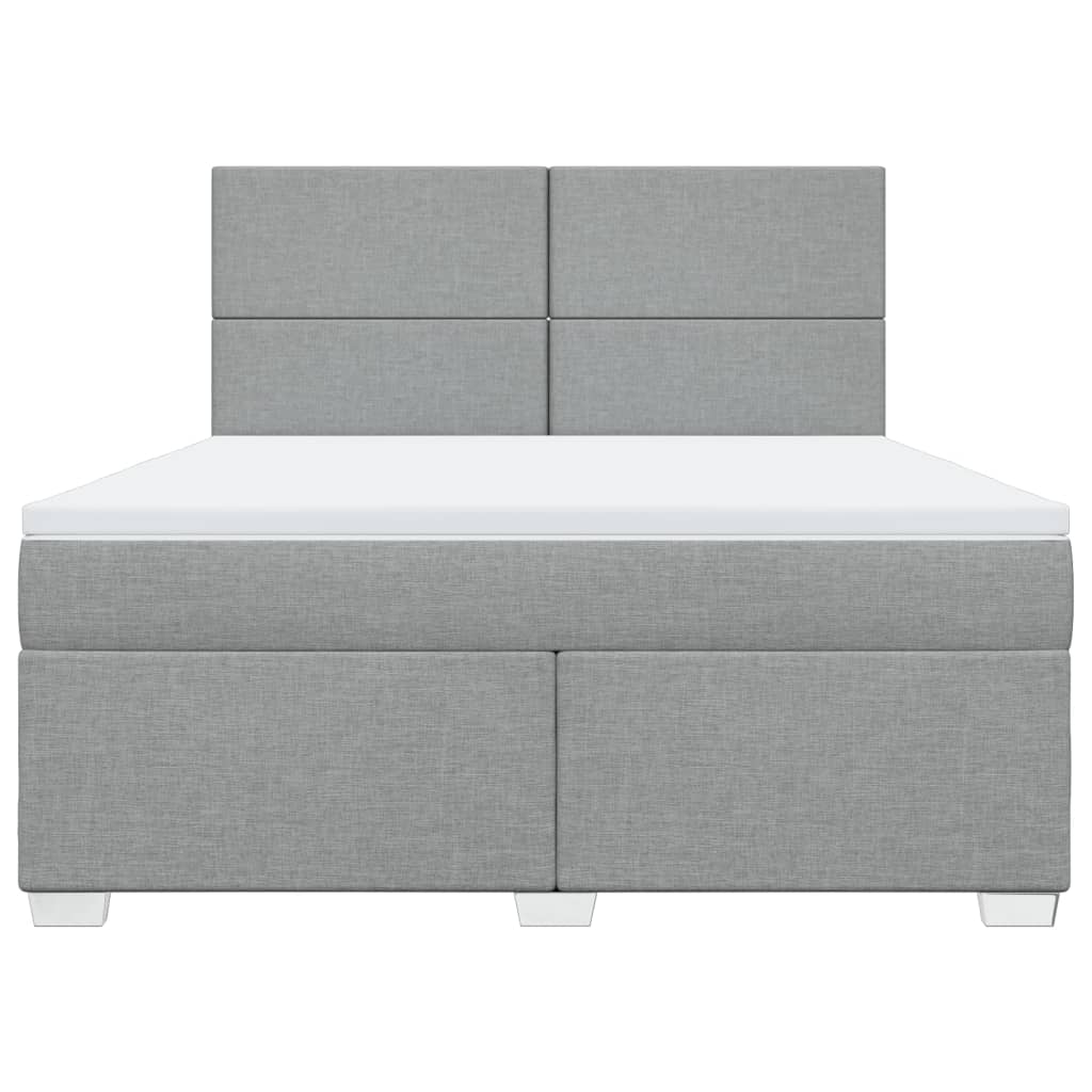 vidaXL Κρεβάτι Boxspring με Στρώμα Ανοιχτό Γκρι 180x200 εκ. Υφασμάτινο