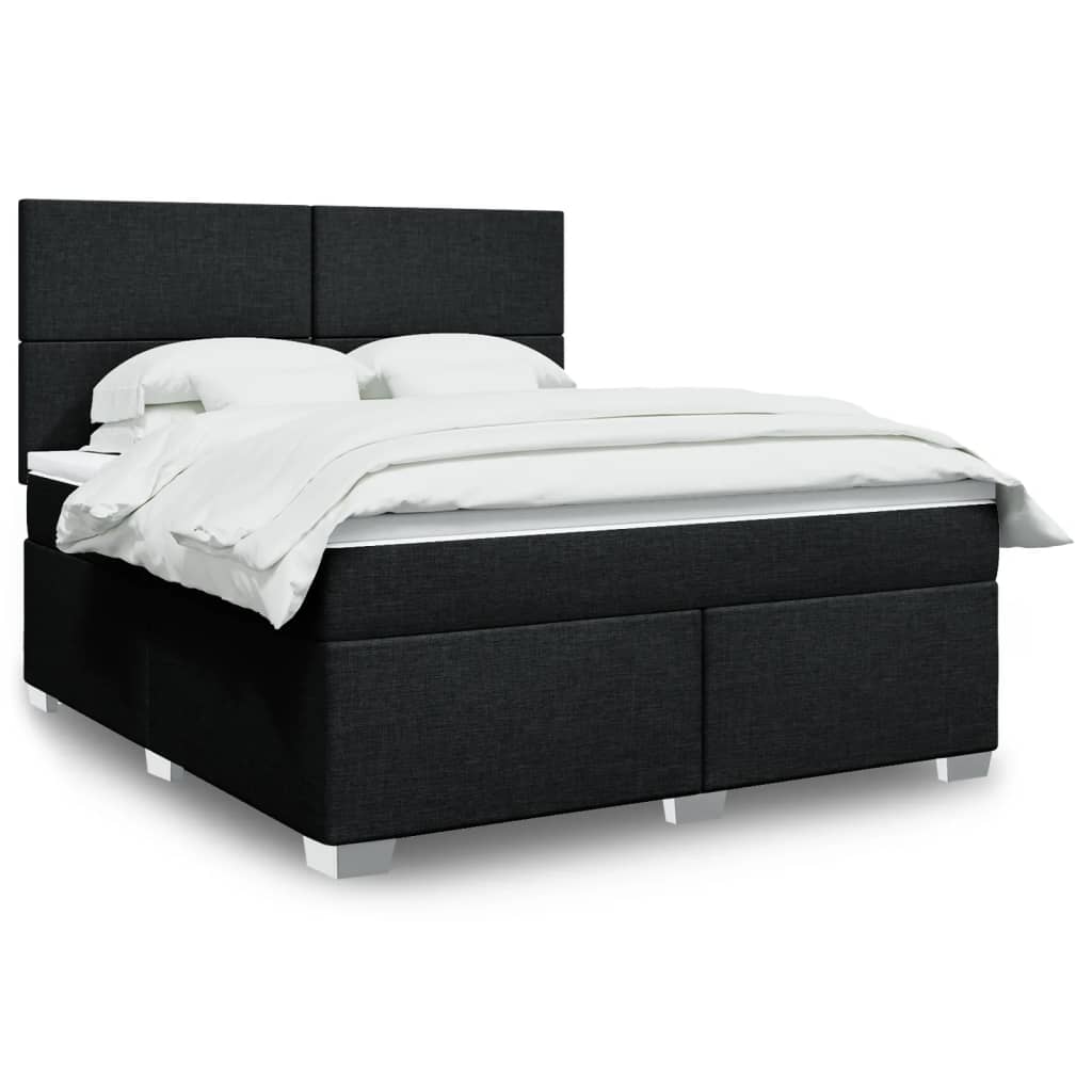 vidaXL Κρεβάτι Boxspring με Στρώμα Μαύρο 180x200 εκ. Υφασμάτινο