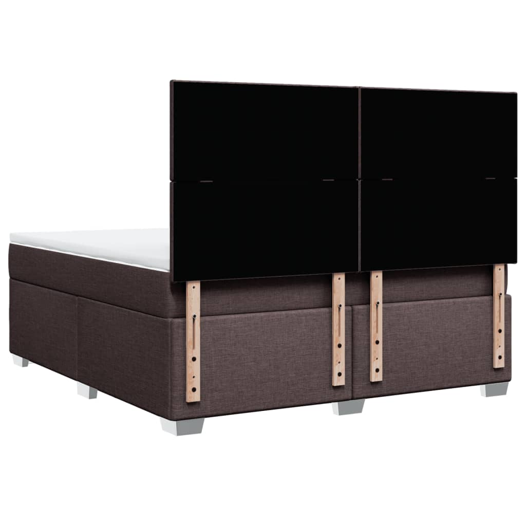 vidaXL Κρεβάτι Boxspring με Στρώμα Σκούρο Καφέ 180x200 εκ Υφασμάτινο