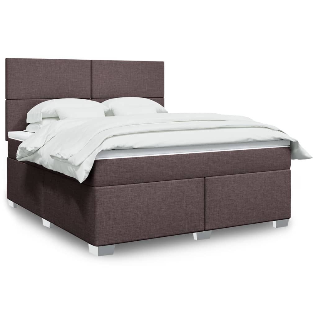 vidaXL Κρεβάτι Boxspring με Στρώμα Σκούρο Καφέ 180x200 εκ Υφασμάτινο