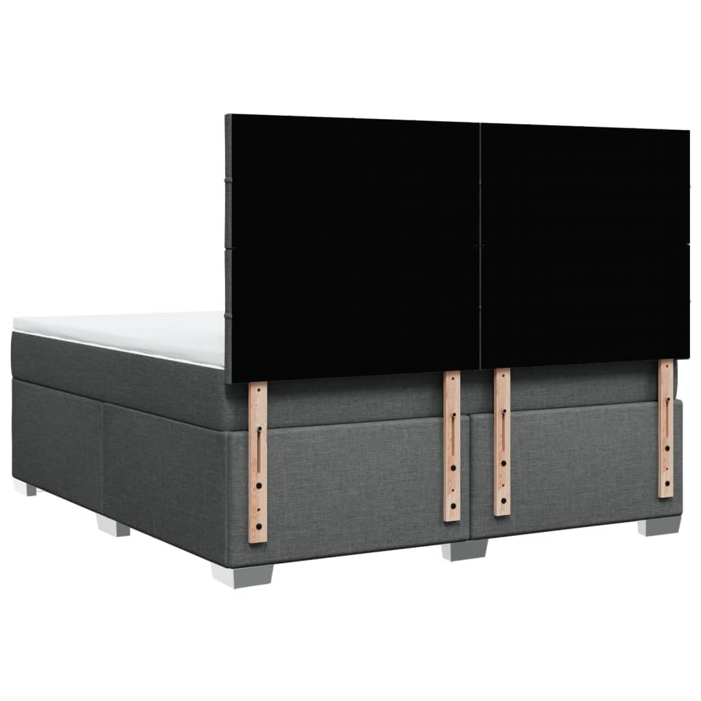 vidaXL Κρεβάτι Boxspring με Στρώμα Σκούρο Γκρι 180x200 εκ Υφασμάτιν