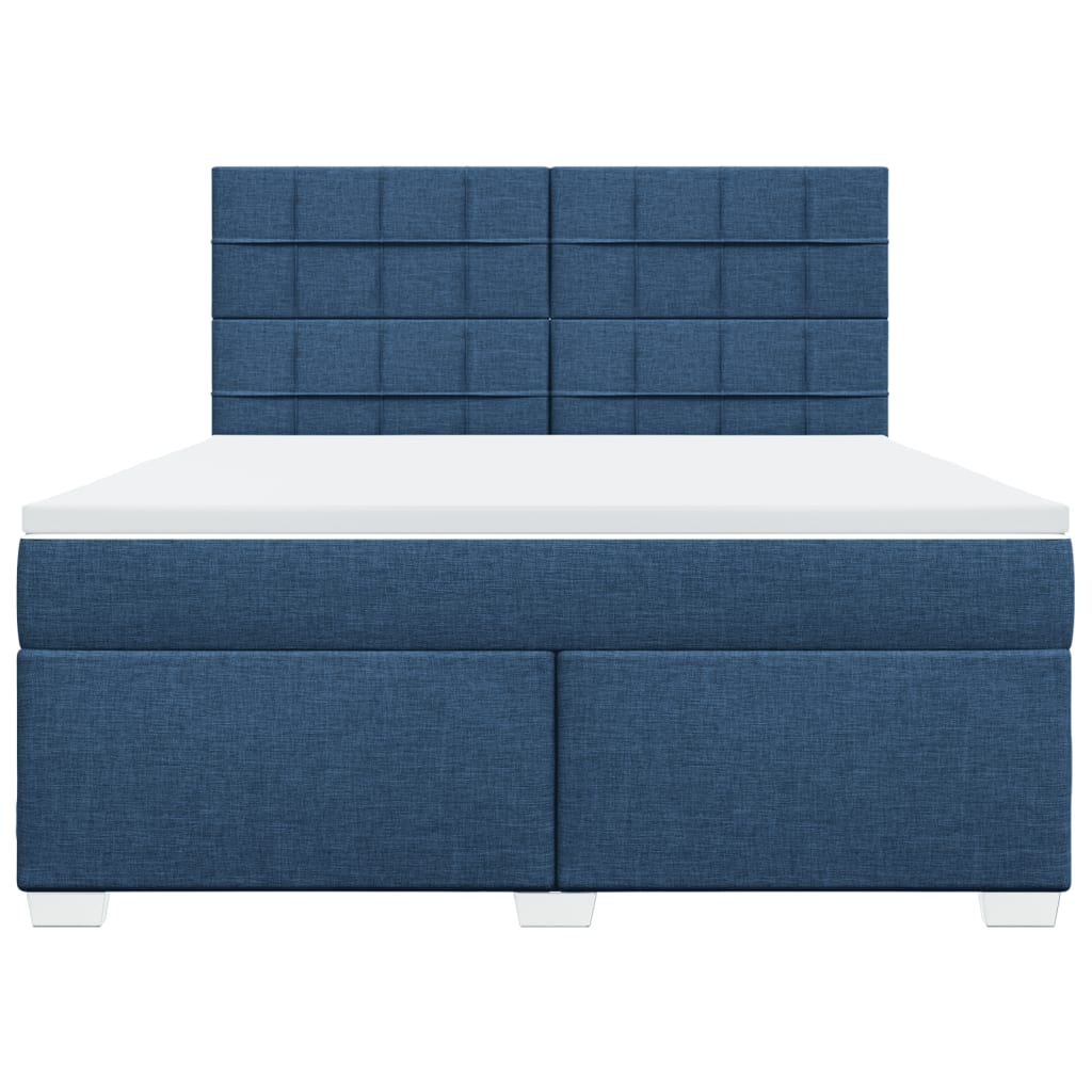 vidaXL Κρεβάτι Boxspring με Στρώμα Μπλε 180x200 εκ. Υφασμάτινο