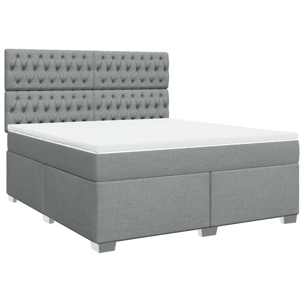 vidaXL Κρεβάτι Boxspring με Στρώμα Ανοιχτό Γκρι 180x200 εκ. Υφασμάτινο