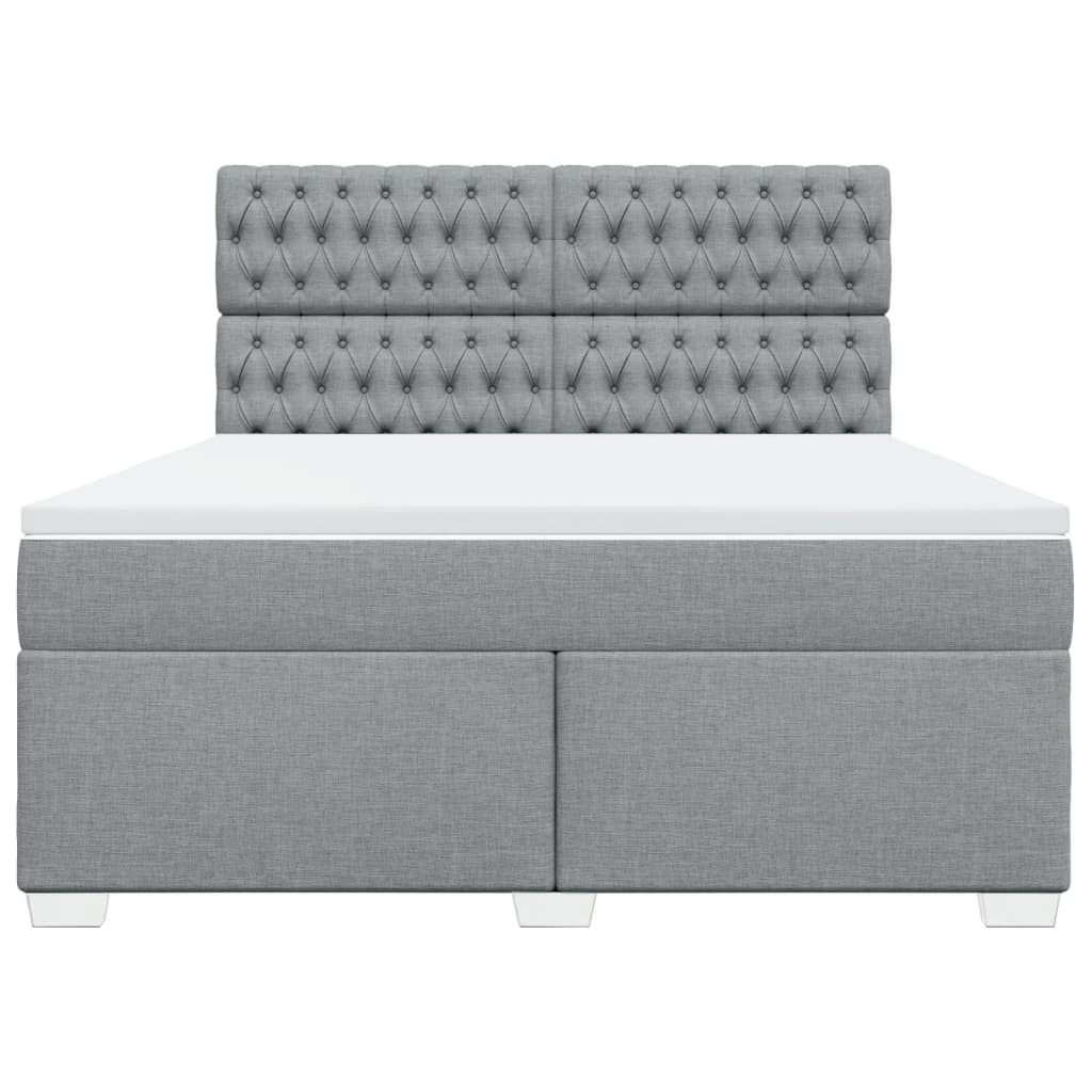 vidaXL Κρεβάτι Boxspring με Στρώμα Ανοιχτό Γκρι 180x200 εκ. Υφασμάτινο