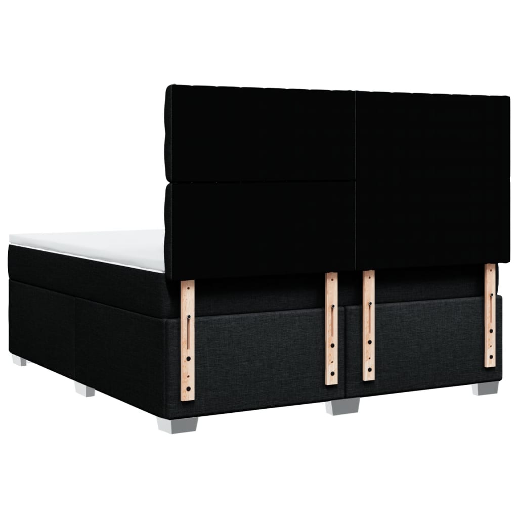 vidaXL Κρεβάτι Boxspring με Στρώμα Μαύρο 180x200 εκ. Υφασμάτινο