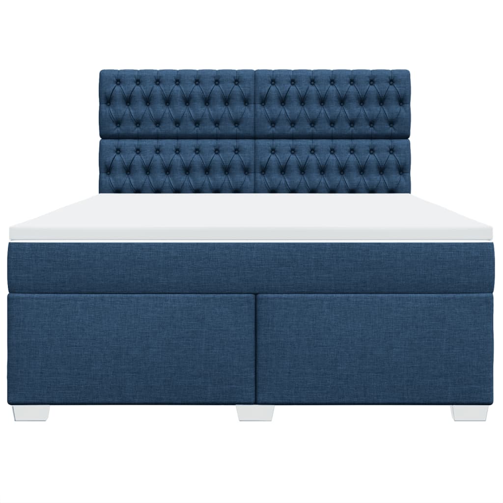 vidaXL Κρεβάτι Boxspring με Στρώμα Μπλε 180x200 εκ. Υφασμάτινο