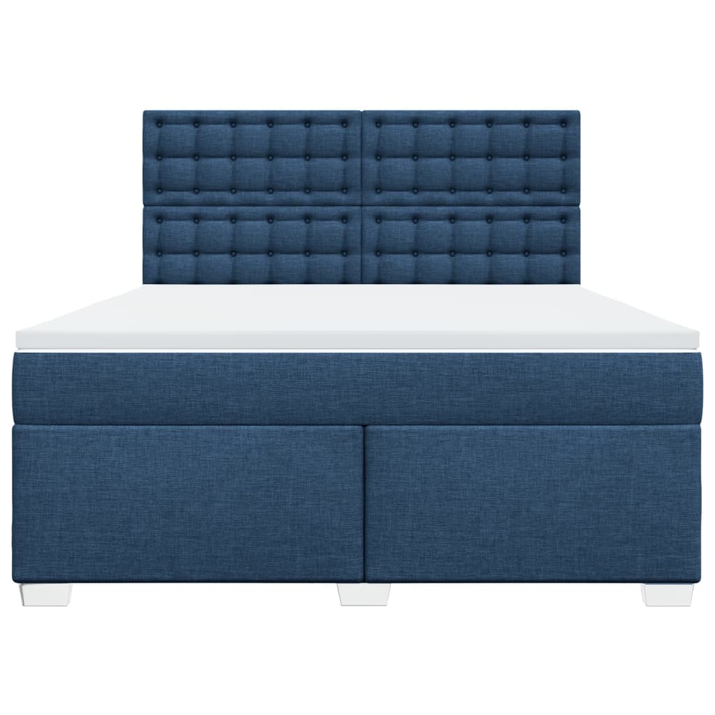 vidaXL Κρεβάτι Boxspring με Στρώμα Μπλε 180x200 εκ. Υφασμάτινο