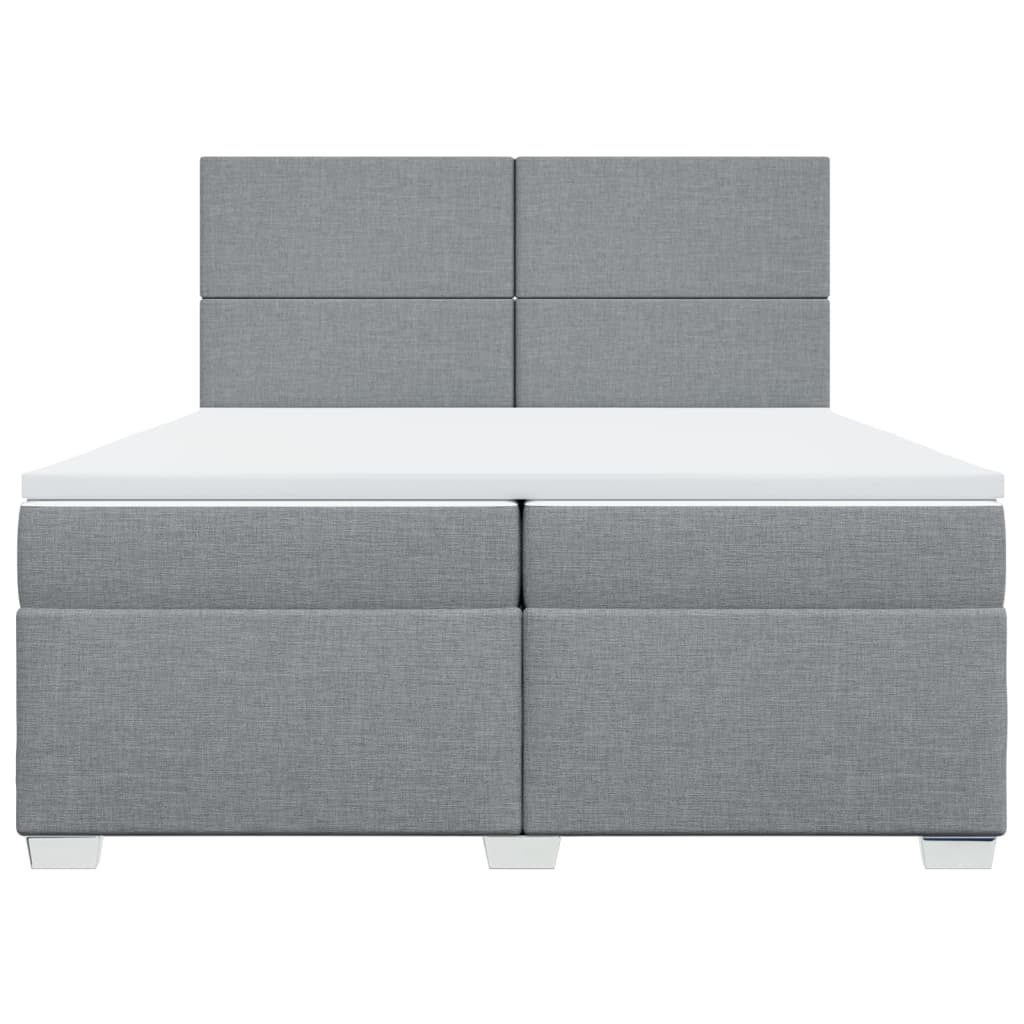 vidaXL Κρεβάτι Boxspring με Στρώμα Ανοιχτό Γκρι 200x200 εκ. Υφασμάτινο