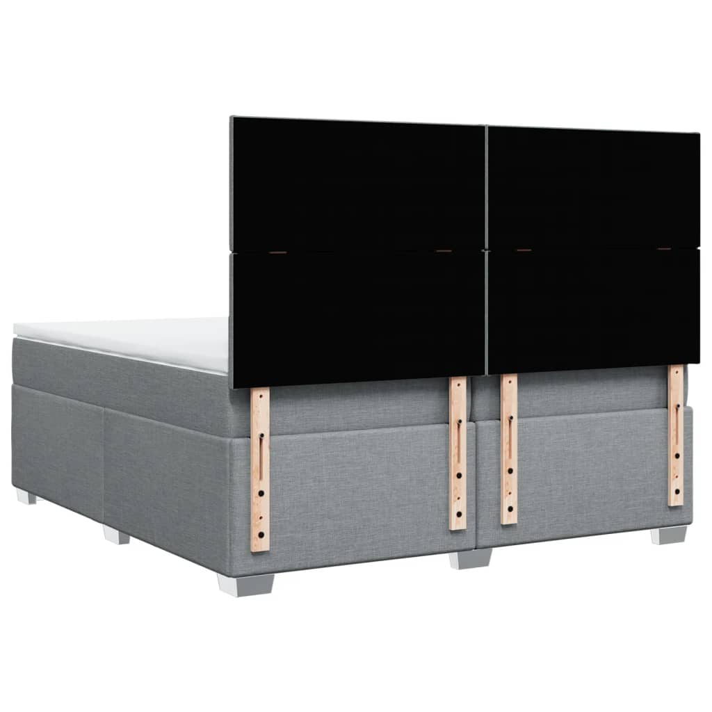 vidaXL Κρεβάτι Boxspring με Στρώμα Ανοιχτό Γκρι 200x200 εκ. Υφασμάτινο