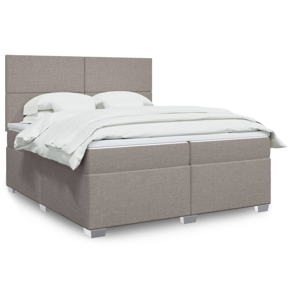 vidaXL Κρεβάτι Boxspring με Στρώμα Taupe 200x200 εκ. Υφασμάτινο