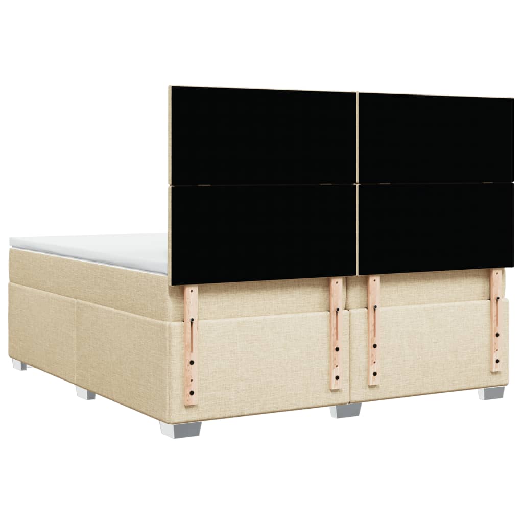 vidaXL Κρεβάτι Boxspring με Στρώμα Κρεμ 200x200 εκ. Υφασμάτινο