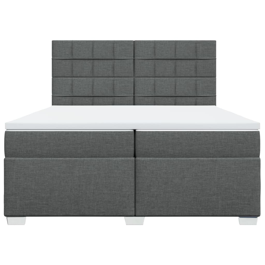 vidaXL Κρεβάτι Boxspring με Στρώμα Σκούρο Γκρι 200x200 εκ. Υφασμάτινο