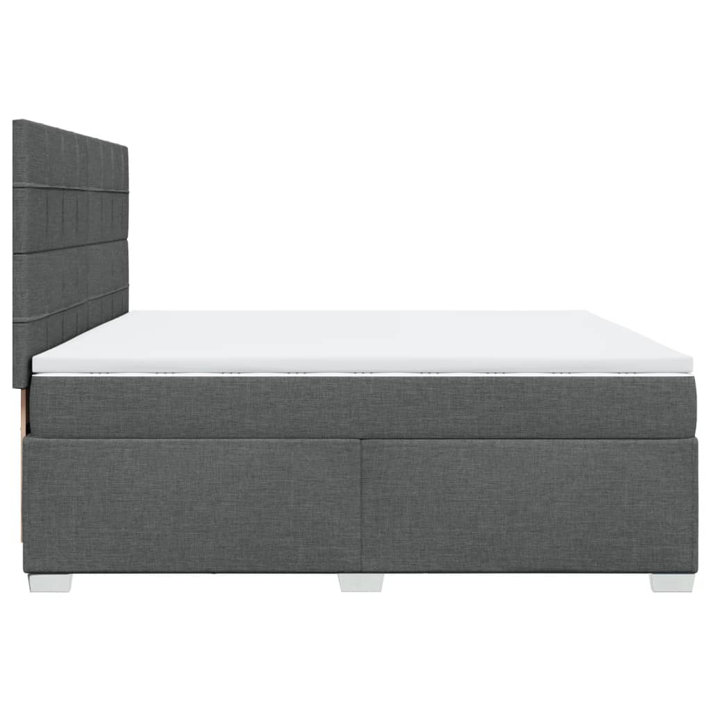 vidaXL Κρεβάτι Boxspring με Στρώμα Σκούρο Γκρι 200x200 εκ. Υφασμάτινο