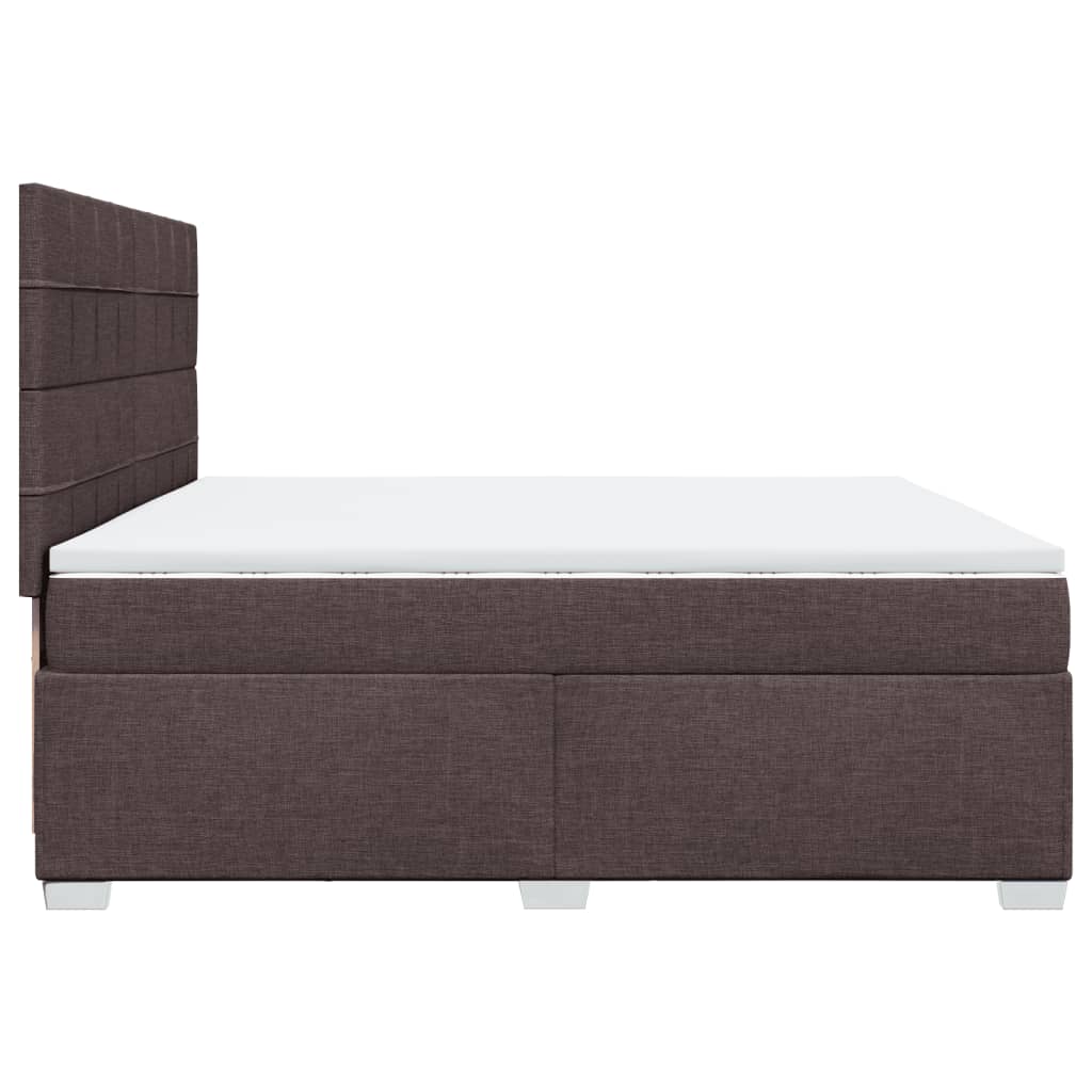 vidaXL Κρεβάτι Boxspring με Στρώμα Σκούρο Καφέ 200x200 εκ. Υφασμάτινο